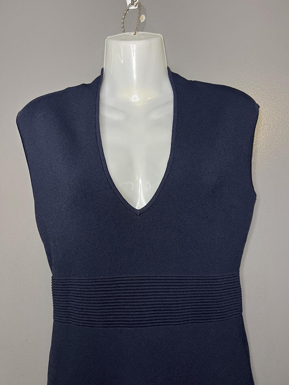Michael Michael Kors Dress Womens Small Blue Sleeveless V Neck Knit Sheath Midi